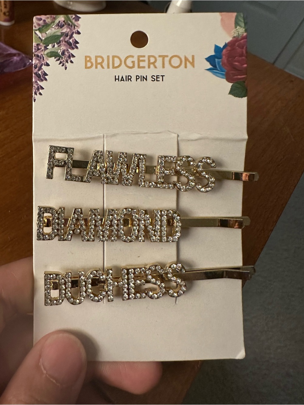 Gold Rhinestone Word Hair Pin Set - Flawless Diamond Duchess Bridgerton